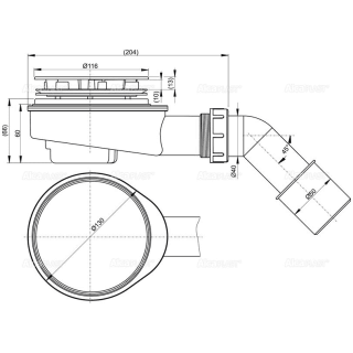 Выпускной комплект для душевого поддона AlcaPlast с толстыми стенами хромированный A492CR